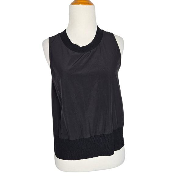 Athleta Zephyr Shell Tank Black Crew Neck Ribbed Trim Women XS - Picture 2 of 12